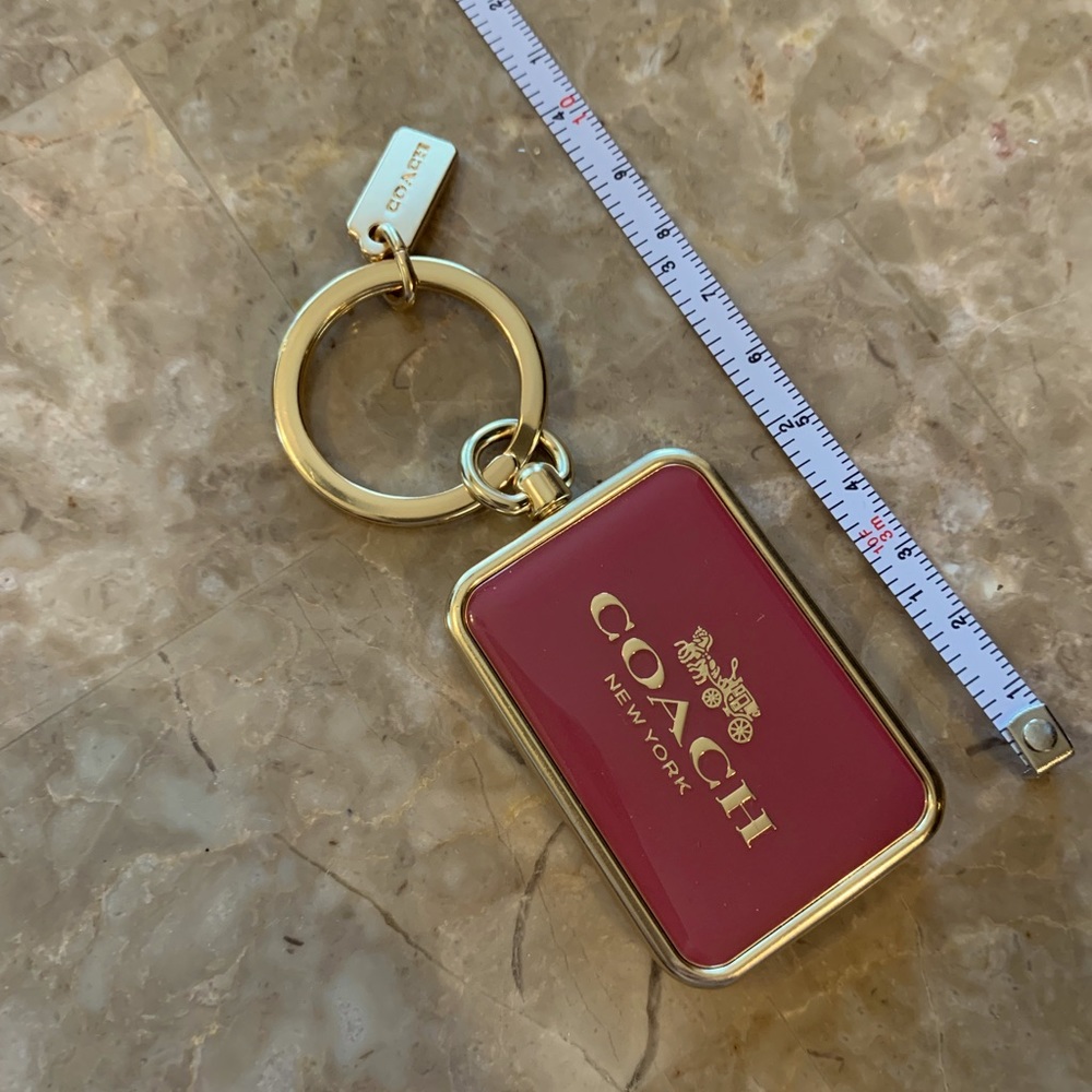 Coach Brass Gold Berry Pink Enamel Keychain Bag Charm New Without Tags